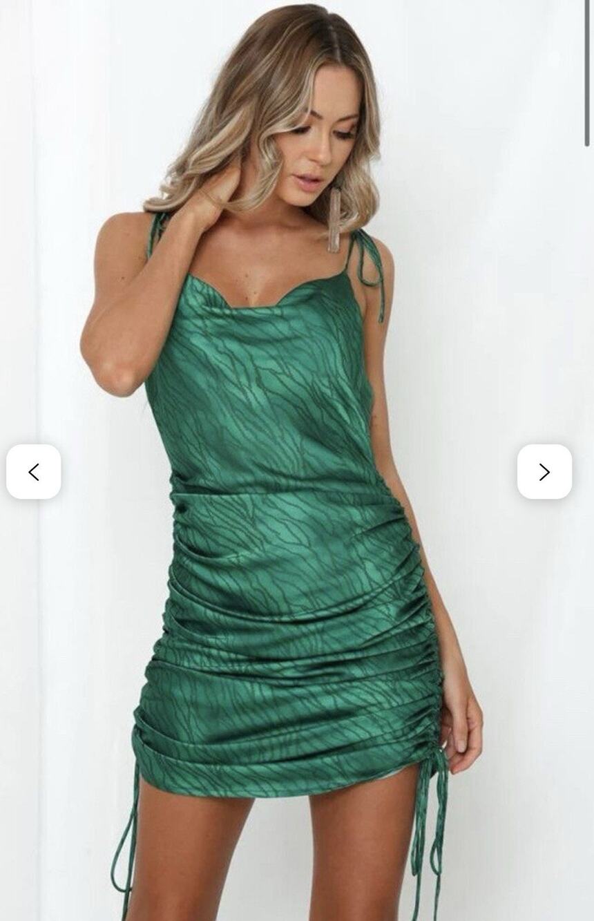 NWT Lioness String Along Mini Dress – Green Zebra Print, Size S